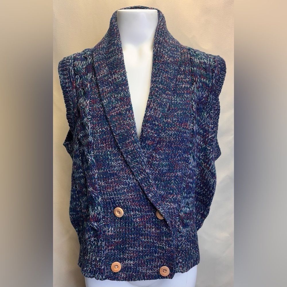 Andrew St John Women’s Vintage Heavy Knit Shawl Collar Vest Size Large